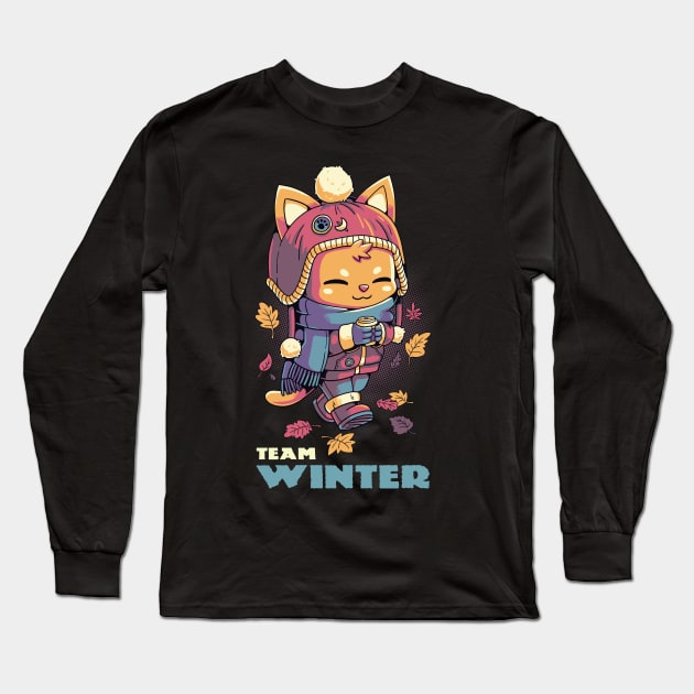Team Winter Cozy Kitty Cat Long Sleeve T-Shirt by Geekydog